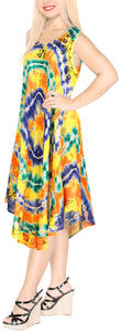 Beachwear Women's Tie Dye Rayon Maxi Swimsuit Casual Cover up Sleeveless Navy