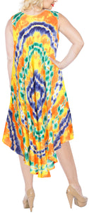 Beachwear Women's Tie Dye Rayon Maxi Swimsuit Casual Cover up Sleeveless Navy