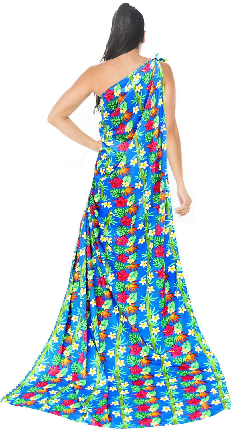 La Leela Women's Parrot Print Likre Sarong - 78x39 Inch Royal Blue Beach Wrap & Swimsuit Cover Up