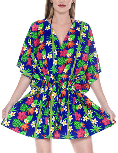 la-leela-likre-printed-womens-swimwear-swimsuit-bikini-kimono-cover-up-lounge-office-wear-hawaii-blue