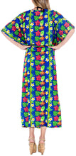 Load image into Gallery viewer, LA LEELA Lounge Caftan Likre Printed Beach Night Sleep Maternity Cover up Dress Casual Swimwear Kaftan Floral printed Blue