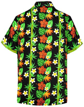Load image into Gallery viewer, la-leela-mens-regular-size-pocket-beach-hawaiian-shirt-for-aloha-tropical-beach-front-pocket-short-sleeve-black