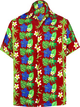 Load image into Gallery viewer, la-leela-shirt-casual-button-down-short-sleeve-beach-shirt-men-aloha-pocket-Blood Red_W402