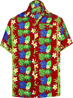 la-leela-shirt-casual-button-down-short-sleeve-beach-shirt-men-aloha-pocket-Blood Red_W402