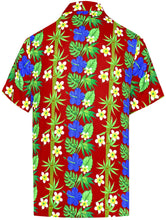Load image into Gallery viewer, la-leela-shirt-casual-button-down-short-sleeve-beach-shirt-men-aloha-pocket-Blood Red_W402