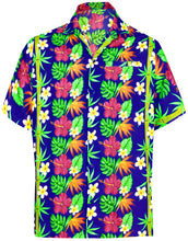 Load image into Gallery viewer, la-leela-mens-casual-beach-hawaiian-shirt-for-aloha-tropical-beach-front-pocket-short-sleeve-front-pocket-blue