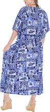 Load image into Gallery viewer, la-leela-likre-printed-long-swimsuit-bathing-evening-full-length-caftan-blue-blue_s2