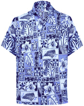Load image into Gallery viewer, la-leela-shirt-casual-button-down-short-sleeve-beach-shirt-men-aloha-pocket-Shirt-Blue_W404