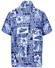 Load image into Gallery viewer, la-leela-shirt-casual-button-down-short-sleeve-beach-shirt-men-aloha-pocket-Shirt-Blue_W404