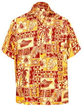 Load image into Gallery viewer, la-leela-shirt-casual-button-down-short-sleeve-beach-shirt-men-aloha-pocket-Shirt-Blood Red_W405