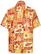 Load image into Gallery viewer, la-leela-shirt-casual-button-down-short-sleeve-beach-shirt-men-aloha-pocket-Shirt-Blood Red_W405