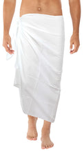 Load image into Gallery viewer, LA LEELA Men Swimsuit Cover Up Beach Sarong Wrap Tribal Lungi One Size White_Q22