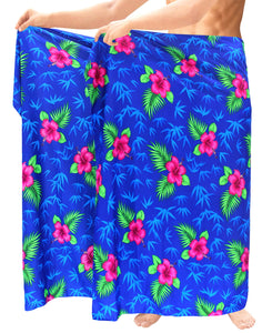 LA LEELA Men's Hawaiian Sarongs For Men Plus Size Beach Wrap 72"x42" Royal Blue P976 137188