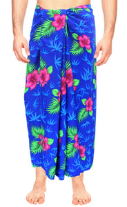 LA LEELA Men's Hawaiian Sarongs For Men Plus Size Beach Wrap 72"x42" Royal Blue P976 137188