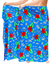Load image into Gallery viewer, LA LEELA Men&#39;s Hawaii Sarongs For Men Plus Size Beach Wrap 72&quot;x42&quot; Bright Blue P975 137189