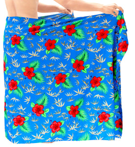 LA LEELA Men's Hawaii Sarongs For Men Plus Size Beach Wrap 72"x42" Bright Blue P975 137189