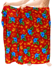 Load image into Gallery viewer, LA LEELA Men's Wrap Beach Swimwear Cover Up Pareo Tie Sarong 78"X42" Red P973 137191