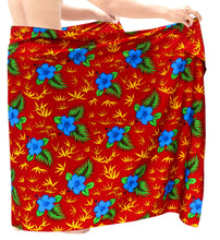 Load image into Gallery viewer, LA LEELA Men's Wrap Beach Swimwear Cover Up Pareo Tie Sarong 78"X42" Red P973 137191
