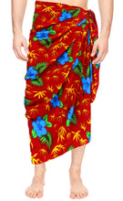 Load image into Gallery viewer, LA LEELA Men's Wrap Beach Swimwear Cover Up Pareo Tie Sarong 78"X42" Red P973 137191
