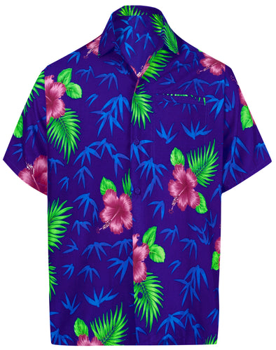 LA LEELA Shirt Casual Button Down Short Sleeve Beach Shirt Men Aloha Pocket 155