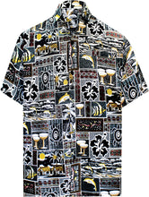 Load image into Gallery viewer, la-leela-shirt-casual-button-down-short-sleeve-beach-shirt-men-aloha-pocket-Shirt-Halloween Black_W168