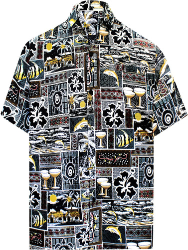 la-leela-shirt-casual-button-down-short-sleeve-beach-shirt-men-aloha-pocket-Shirt-Halloween Black_W168