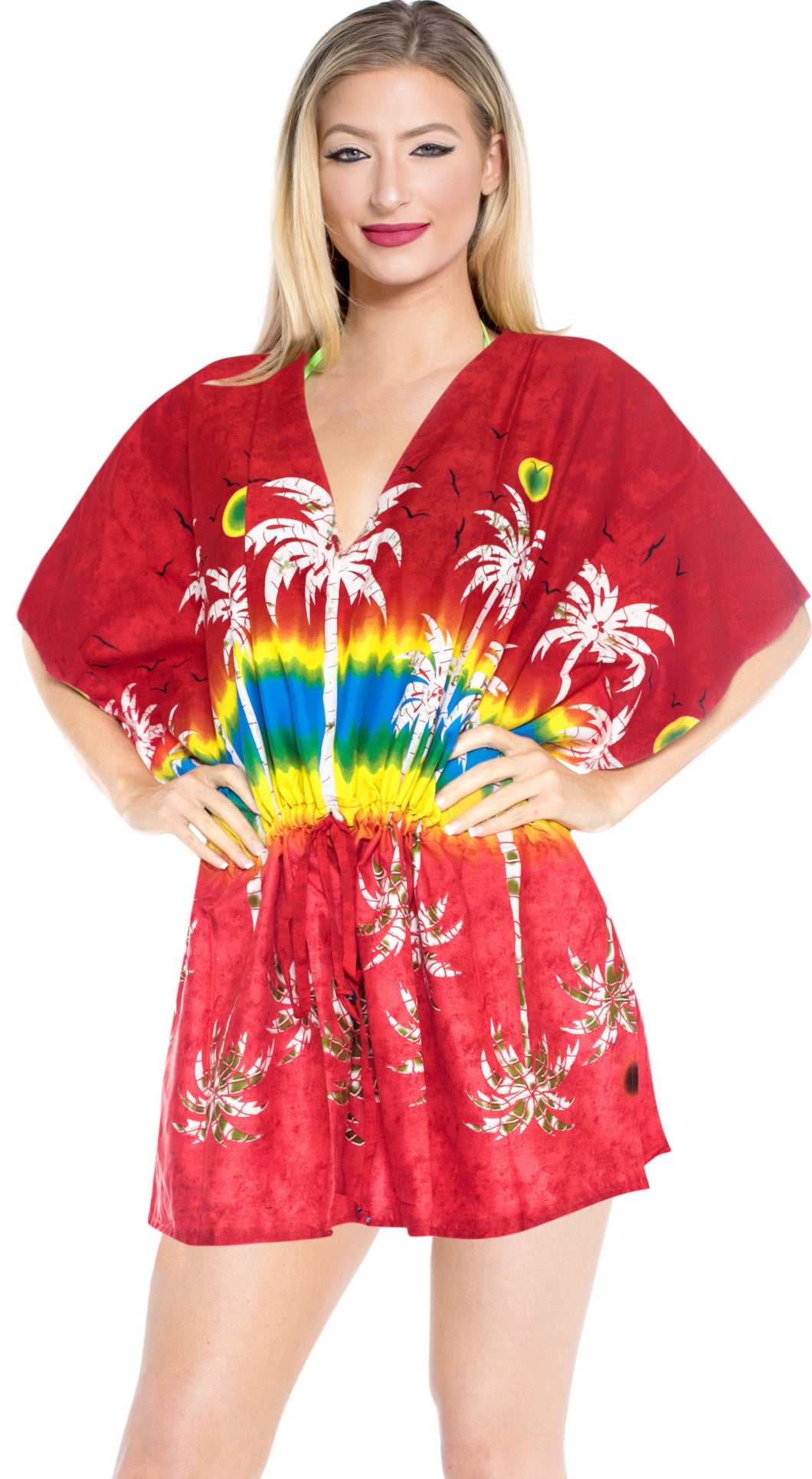 la-leela-bikni-swimwear-soft-fabric-printed-beachwear-loose-cover-up-OSFM 16-28W [XL- 4X]-Blood Red_M719
