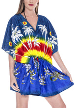 Load image into Gallery viewer, womens-beachwear-swimwear-swimsuit-bikini-palm-tree-cover-up-autumn-winter-blouse-top-navy-blue
