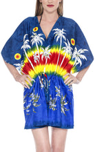 Load image into Gallery viewer, womens-beachwear-swimwear-swimsuit-bikini-palm-tree-cover-up-autumn-winter-blouse-top-navy-blue