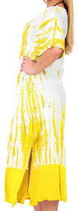 Women's Casual Beachwear Tie Dye Loose Bikini Swimwear Cover up Caftan Dress Yellow