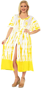 Women's Casual Beachwear Tie Dye Loose Bikini Swimwear Cover up Caftan Dress Yellow