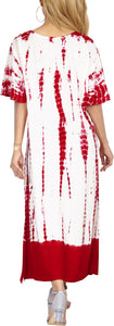 Women's Casual Beachwear Tie Dye Loose Bikini Swimwear Cover up Caftan Dress red