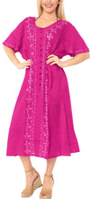 Load image into Gallery viewer, La Leela Women&#39;s Pink Maxi Dress With Neck Border Embroidery Front Cut L - XL