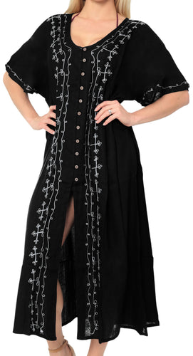 la-leela-casual-dress-beach-cover-up-rayon-solid-embroidered-maxi-hawaiian-party-one-size-black_k805