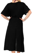 Load image into Gallery viewer, la-leela-casual-dress-beach-cover-up-rayon-solid-embroidered-maxi-hawaiian-party-one-size-black_k805