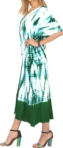 Women's Casual Beachwear Tie Dye Loose Bikini Swimwear Cover up Caftan Green