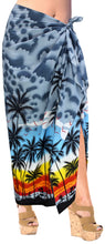 Load image into Gallery viewer, la-leela-swimwear-soft-light-long-swim-tie-slit-skirt-swimsuit-sarong-printed-88x42-grey_3064