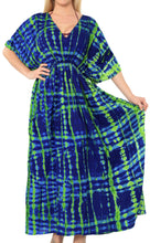 Load image into Gallery viewer, la-leela-lounge-rayon-printed-long-caftan-nightgown-women-green_565-osfm-10-16w-m-1x