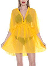 Load image into Gallery viewer, la-leela-bikni-swimwear-chiffon-solid-blouse-cover-ups-women-osfm-8-16w-m-1x-yellow_843