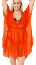 Load image into Gallery viewer, la-leela-bikni-swimwear-chiffon-solid-beach-swim-cover-up-osfm-8-16w-m-1x-orange_846