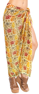 La Leela Women's Hawaiian Bikini Beach Wrap Sheer Sarong Swimming Bathing suit Beachwear Swim Dress Pareo Cover up Long 78"X42"  Beige 137780