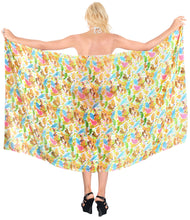 Load image into Gallery viewer, la-leela-womens-hawaiian-bikini-beach-wrap-sheer-sarong-swimming-bathing-suit-beachwear-swim-dress-pareo-cover-up-long-78x42--beige-137784