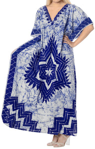 la-leela-100-cotton-batik-womens-kaftan-kimono-summer-beachwear-cover-up-dress-OSFM 14-18W [L- 2X]-Blue_Q322