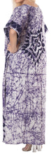 Load image into Gallery viewer, la-leela-lounge-cotton-batik-maxi-cover-up-aloha-caftan-violet-148-plus-size