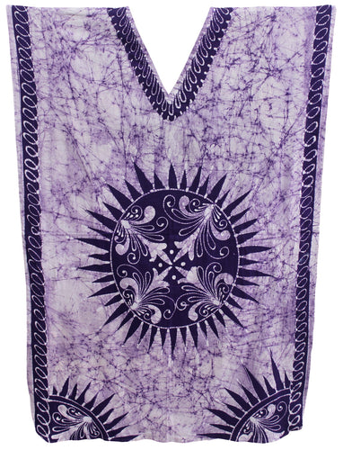 la-leela-100-cotton-batik-womens-kaftan-kimono-summer-beachwear-cover-up-dress-OSFM 14-18W [L- 2X]-Violet_Q309