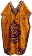 Load image into Gallery viewer, la-leela-lounge-caftan-cotton-batik-top-caribbean-short-office-stretchy-golden-146-plus-size