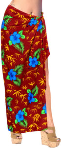 LA LEELA Women's Bathing Suit Bikini Swimwear Beach Cover Up One Size Red_O426