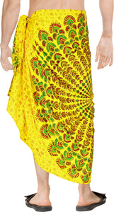 La Leela Men's Hawaiian Beach Wrap Sheer Sarong Swimming Bathing Suit Towel Beachwear Swim Pareo Cover up Long 72"X42"  Yellow 138063