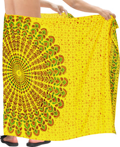 La Leela Men's Hawaiian Beach Wrap Sheer Sarong Swimming Bathing Suit Towel Beachwear Swim Pareo Cover up Long 72"X42"  Yellow 138063
