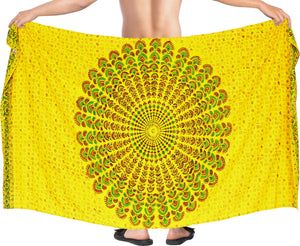 La Leela Men's Hawaiian Beach Wrap Sheer Sarong Swimming Bathing Suit Towel Beachwear Swim Pareo Cover up Long 72"X42"  Yellow 138063